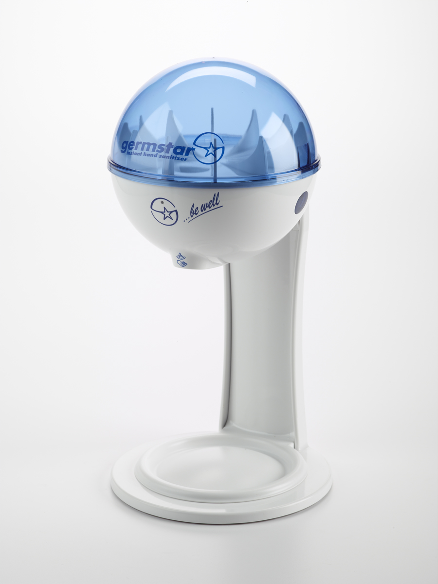 G1 dispenser (bianco/blu) + G1 combinazione supporto da tavola/vassoio raccogligocce nuovo look (bia