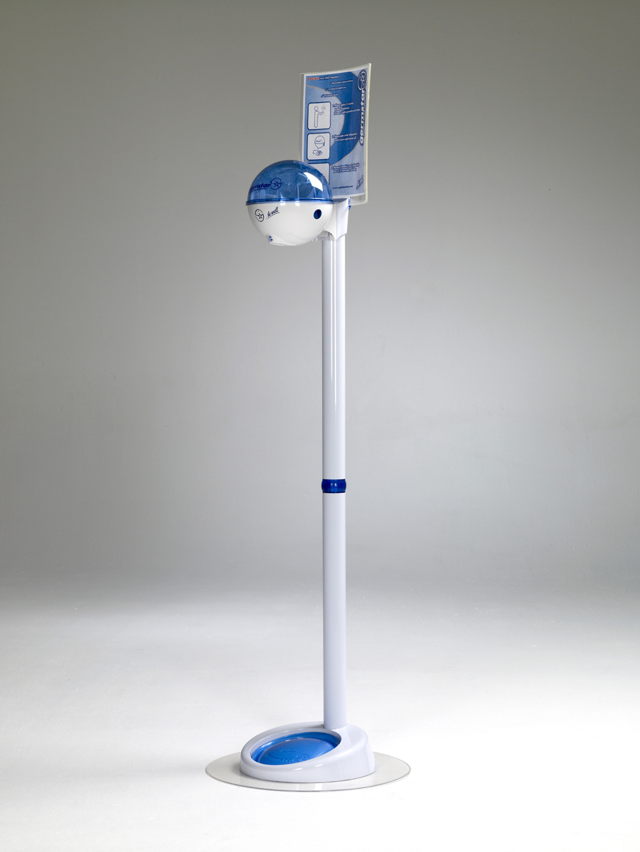 G1 dispenser (bianco/blu) + G1 supporto a pavimento premium STANDARD (bianco)