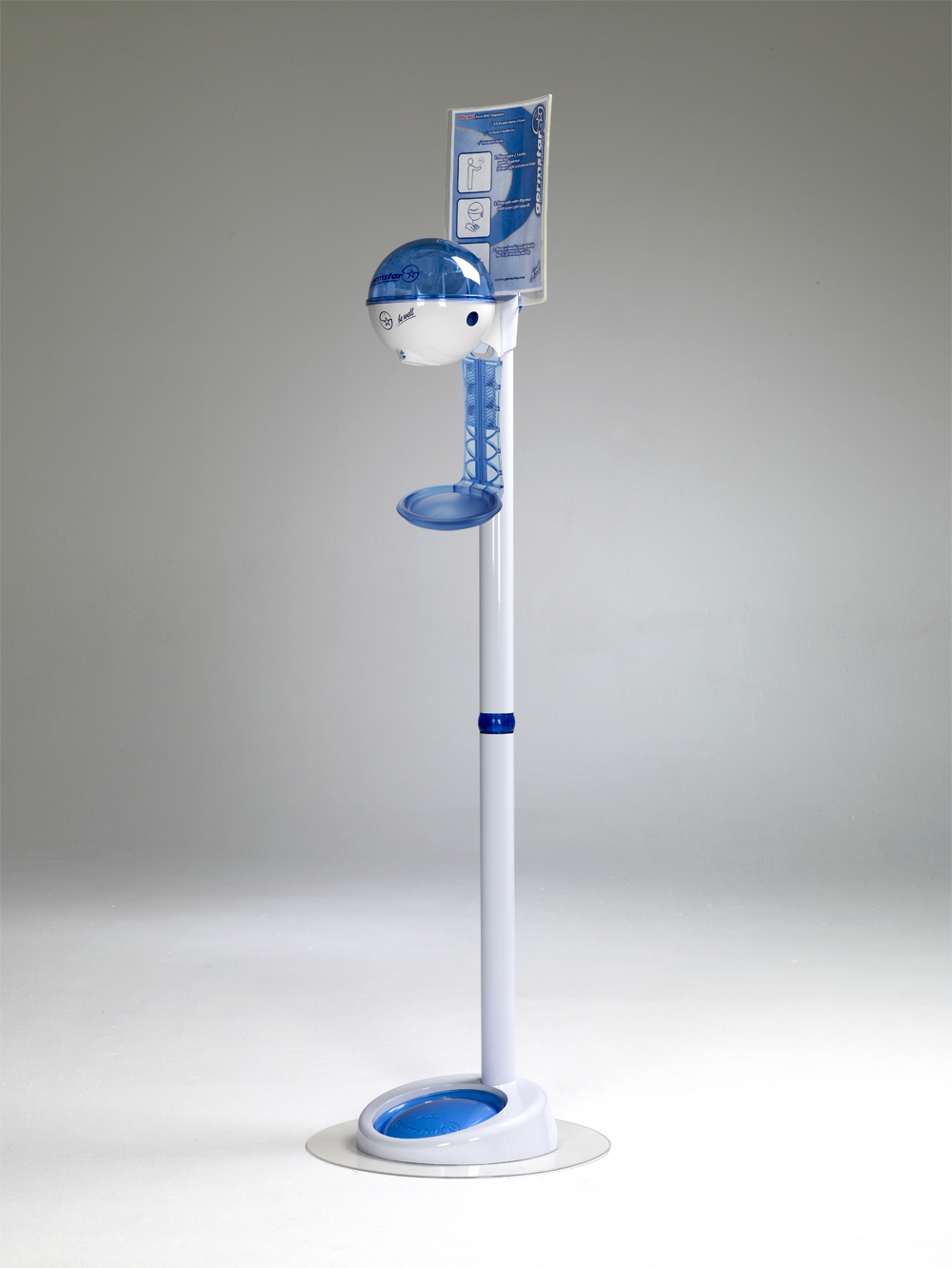 G1 dispenser (bianco/blu) + G1 supporto a pavimento premium STANDARD (bianco) + G1 vassoio raccoglig